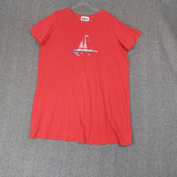 Anthony Richards Other - ANTHONY RICHARDS WOMENS RED SAIL BOAT SHORT SLEEVE SLEEP SHIRT NIGHT GOWN XL
